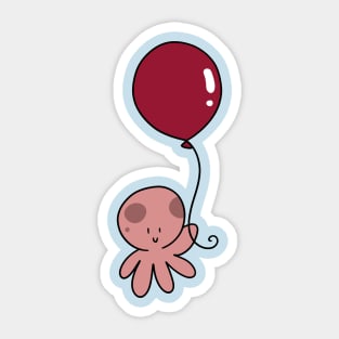 Red Balloon Octopus Sticker